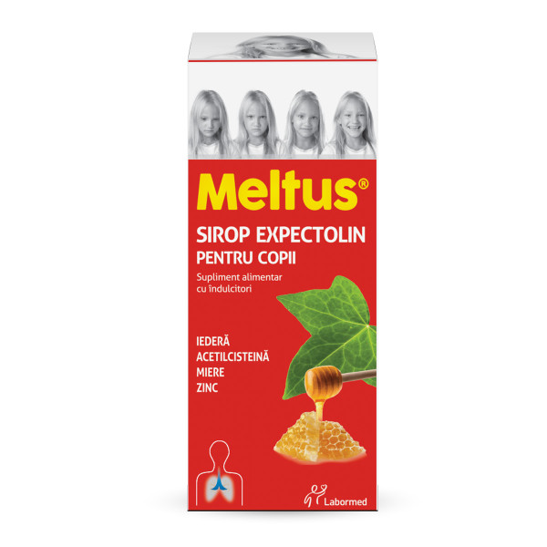 Meltus Expectolin pentru copii, 100 ml, supliment alimentar, Labormed, sirop cu miere, iedera, zinc, acetilcisteina