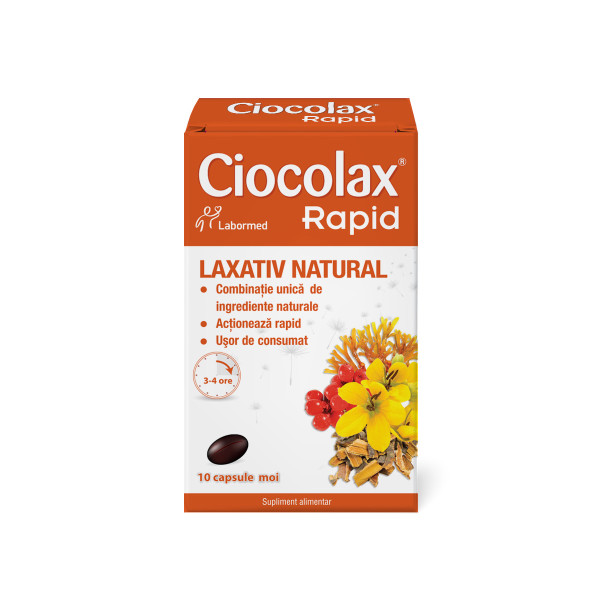 CIOCOLAX RAPID, 10 capsule moi, Labormed, Supliment alimentar cu un rapid efect laxativ
