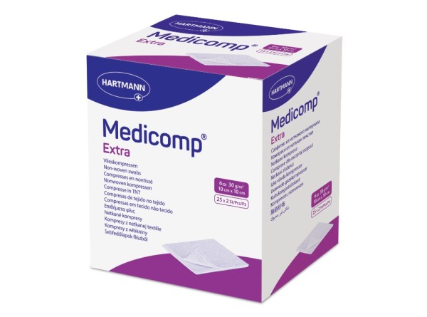 Comprese extra absorbante din material netesut Medicomp Extra, 10x10 cm (421735), 25 bucati, Hartmann