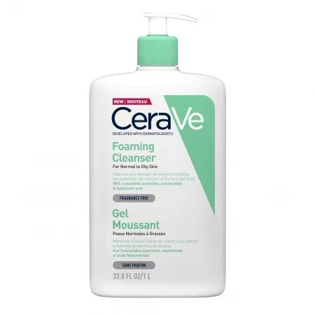 Gel de curatare spumant pentru piele normal-grasa, 1000 ml, CeraVe