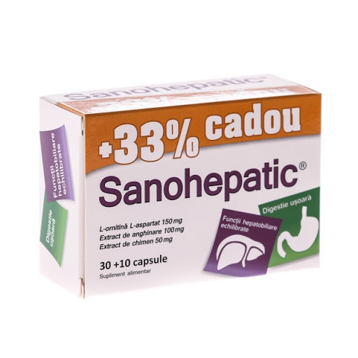 Sanohepatic, 30 capsule+10 capsule, 33% CADOU, Zdrovit