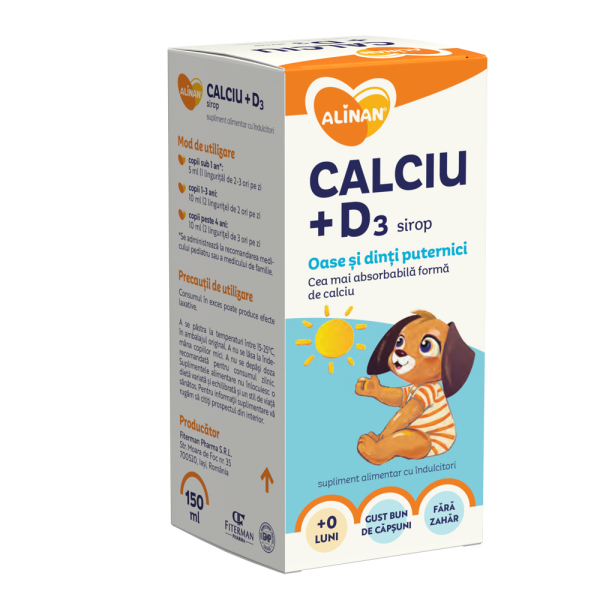 Calciu + Vitamina D3 sirop Alinan, 150 ml, Fiterman Pharma