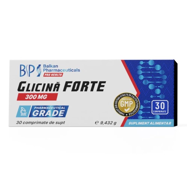 Glicina Forte 300mg, 30 comprimate, Balkan Pharmaceuticals