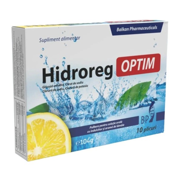 Hidroreg Optim, saruri de rehidratare, 10 plicuri, Balkan Pharmaceuticals