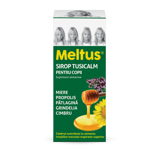 Meltus Tusicalm pentru copii, 100 ml, supliment alimentar, Labormed, sirop cu miere, Cimbru, Grindelia, Patlagina și tinctura de propolis