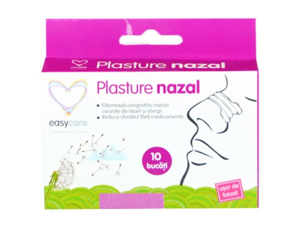 Plasture nazal pentru usurarea respiratiei 76x22mm 10 buc Easycare, 1 bucata