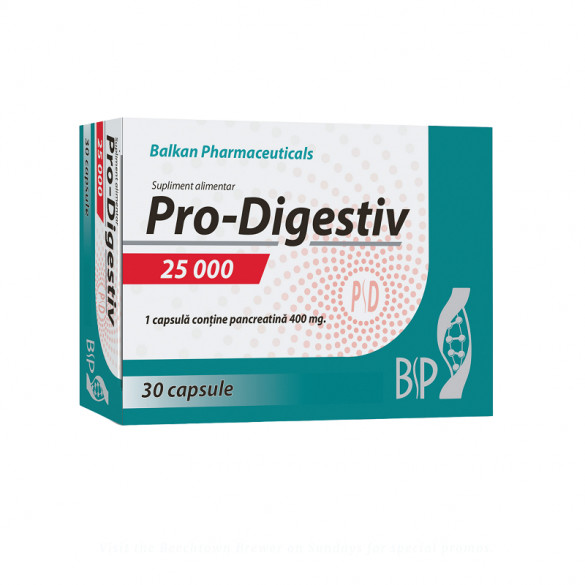 Pro Digestiv 25000 UI, 30 capsule, Balkan Pharmaceuticals
