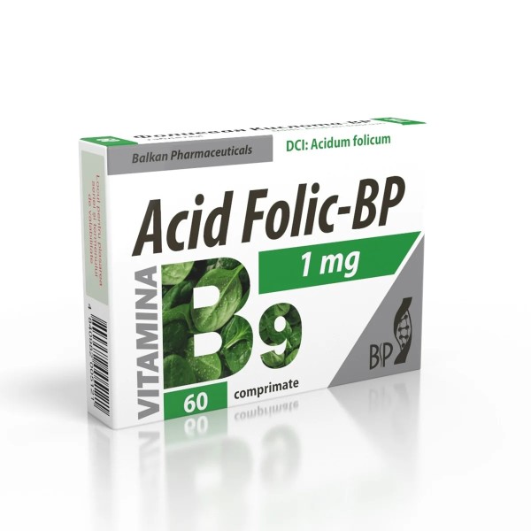 Acid folic (vitamina B9), 60 comprimate, Balkan Pharmaceuticals