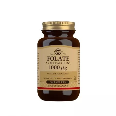 Acid folic Folate, 1000 ug, 60 tablete, Solgar