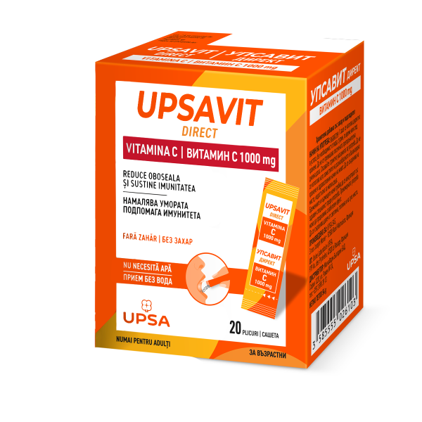 Upsavit Direct Vitamina C, 1000mg 20, plicuri orodispersabile, Upsa