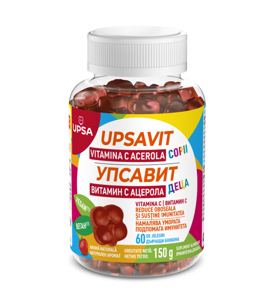 Upsavit Vitamina C Acerola pentru copii, 60 jeleuri, Upsa